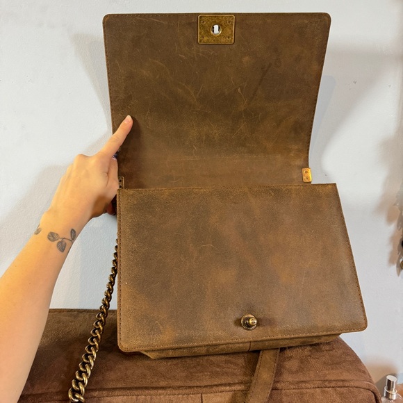 RARE Chanel Paris-Edinburgh Boy Flap Bag in Quilted Aged Calfskin With Nubuck - Picture 13 of 14